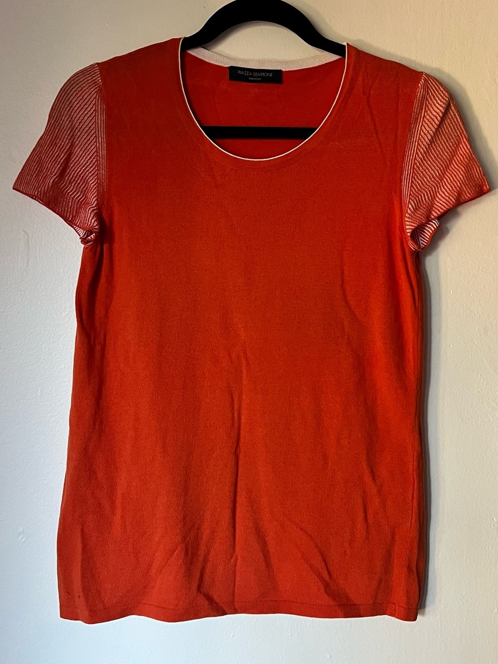 Piazza Sempione Bright Orange Short Sleeve Crewneck Top size S